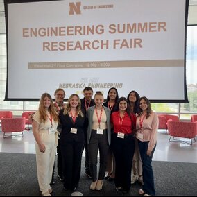 The 2025 Engineering Education Research cohort presents at the Engineering Summer Research Fair