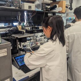 2023 REU scholar working on her summer research in soft robotics.