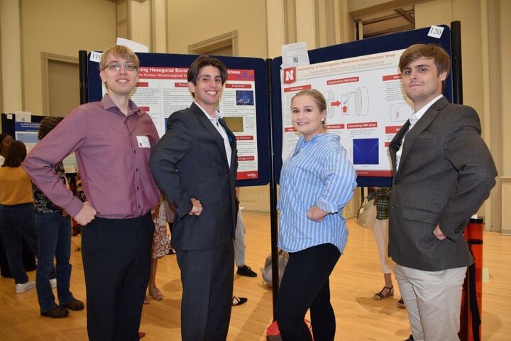 Undergraduate quantum materials researchers sharing their summer projects. 